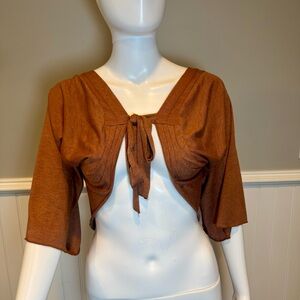 LaRok Rust Tie-Front Crop Top